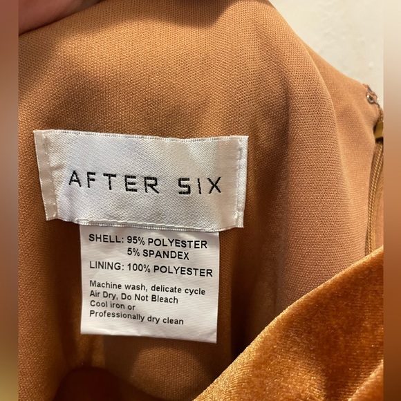 NWT After Six Cowl Neck Velvet Maxi Dress Gown Golden Almond Size 14 - Picture 7 of 14